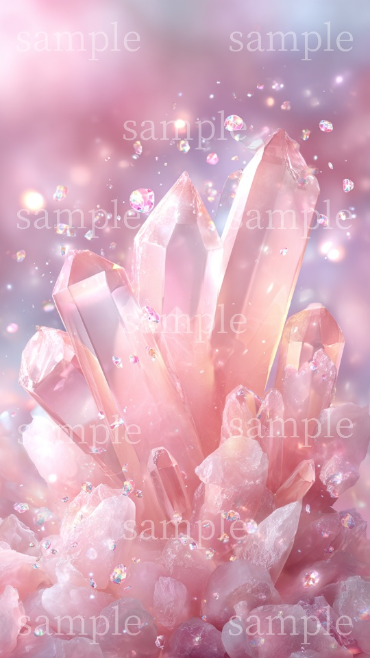 【スマホ壁紙】恋愛・夫婦・出会い運のお守りに|ローズクォーツ〈クリスタルD〉|スマホ壁紙2サイズ