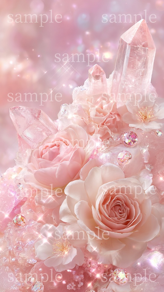 【スマホ壁紙】恋愛・夫婦・出会い運のお守りに|ローズクォーツ〈薔薇B〉|スマホ壁紙2サイズ