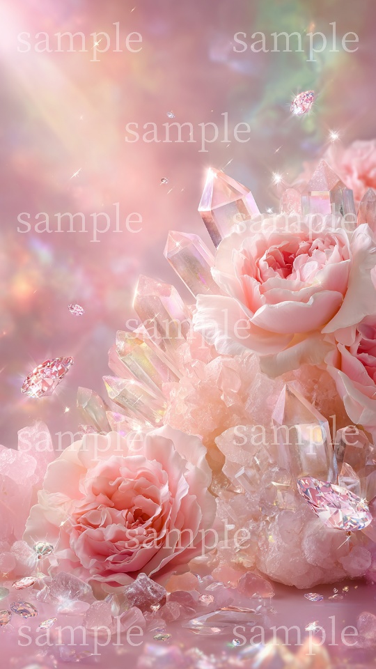 【スマホ壁紙】恋愛・夫婦・出会い運のお守りに|ローズクォーツ〈薔薇C〉|スマホ壁紙2サイズ