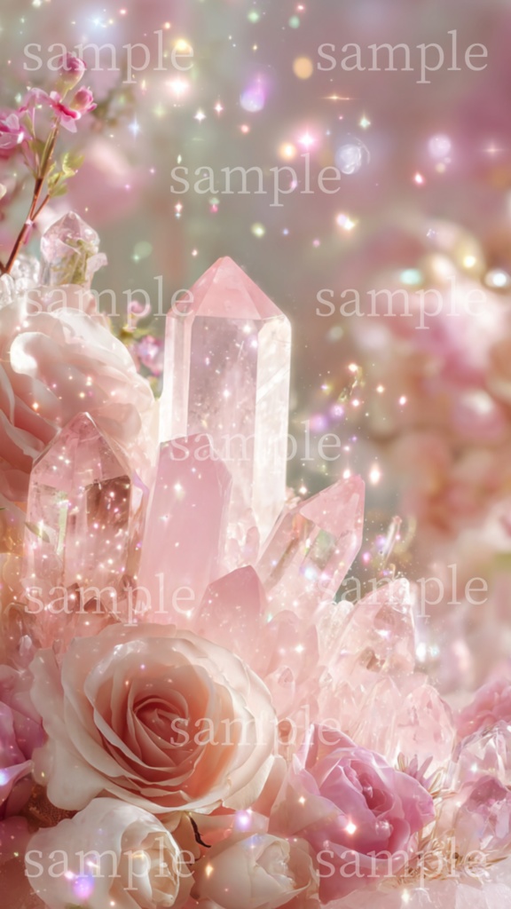 【スマホ壁紙】恋愛・夫婦・出会い運のお守りに|ローズクォーツ〈薔薇D〉|スマホ壁紙2サイズ