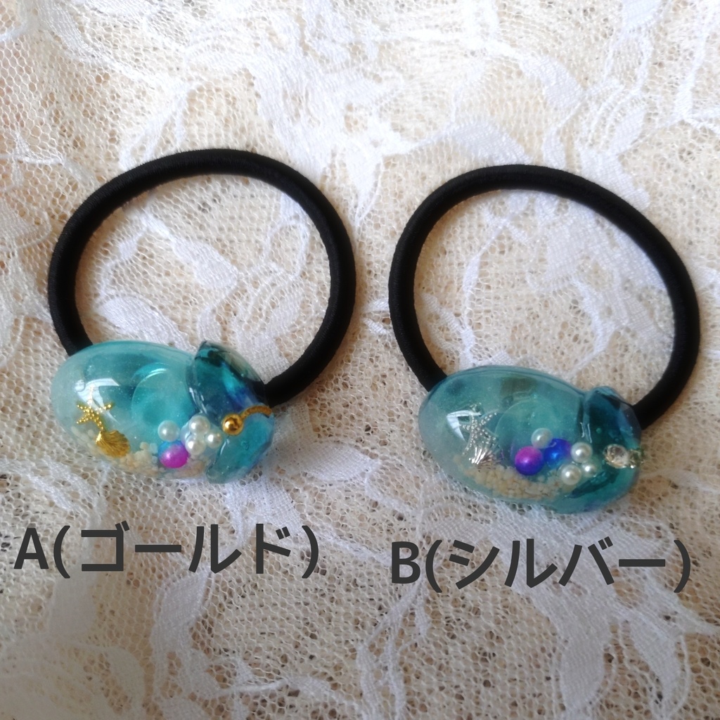 ハンドメイド　レジン製　ヘアゴム