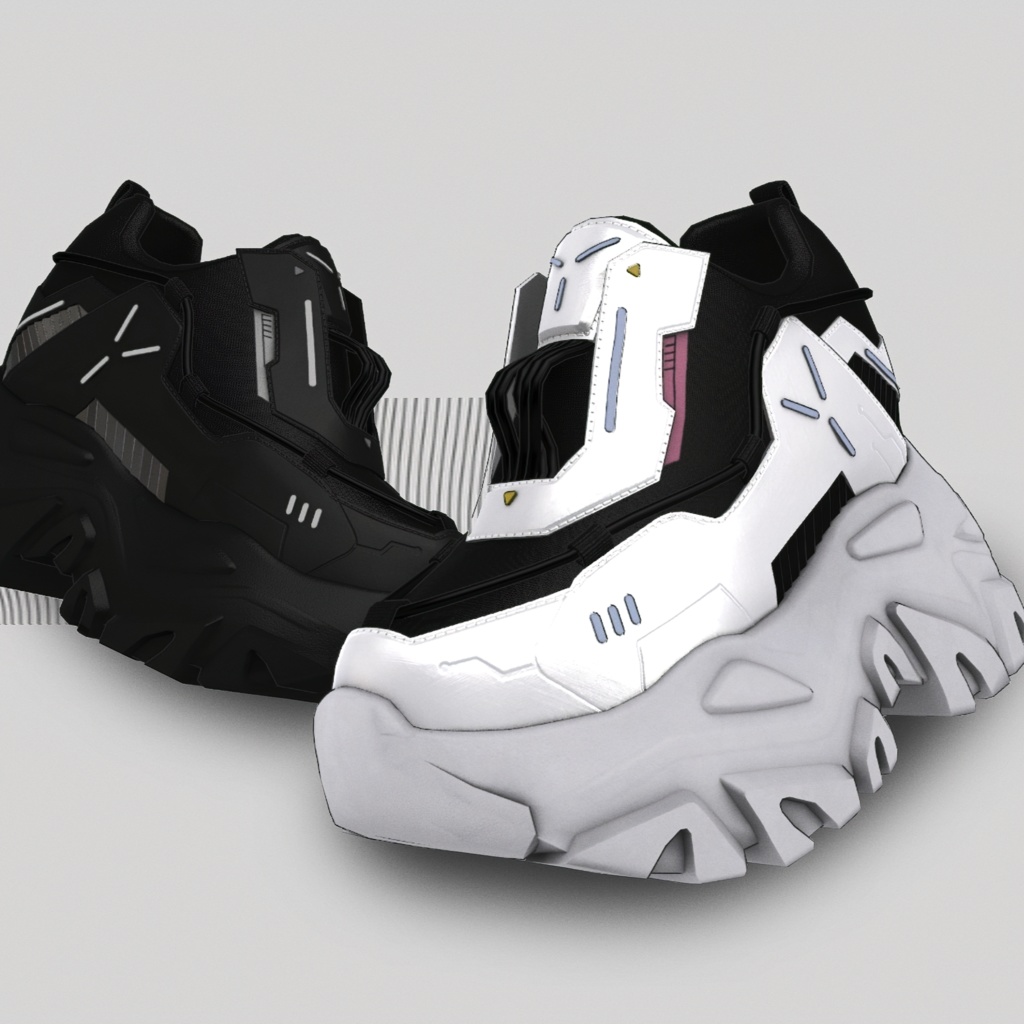 🖤 Techwearスニーカー 3Dモデル【VRChat対応/15アバター】