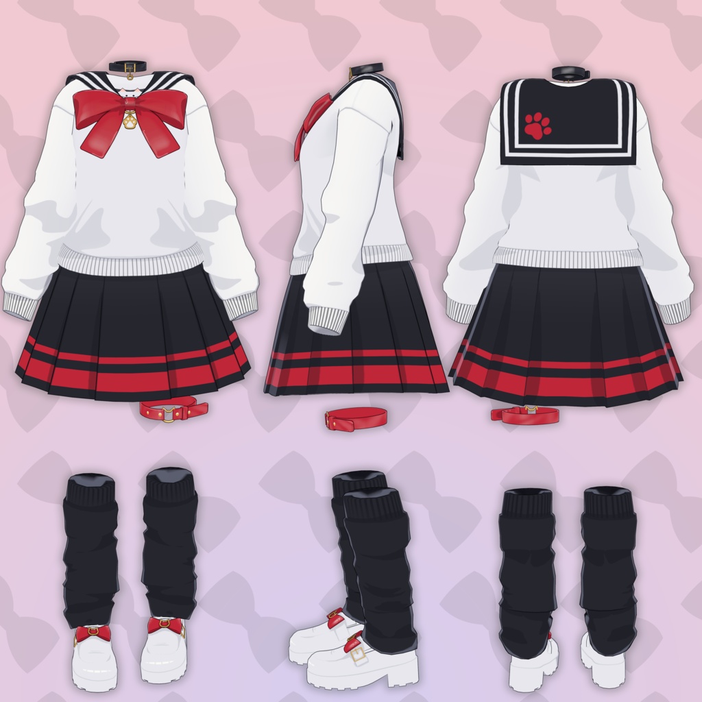 【Airi / Manuka / Shinano対応】Kenkyo Toon Wear – 謙虚トゥーン制服セット【VRChat】【Modular Avatar対応】