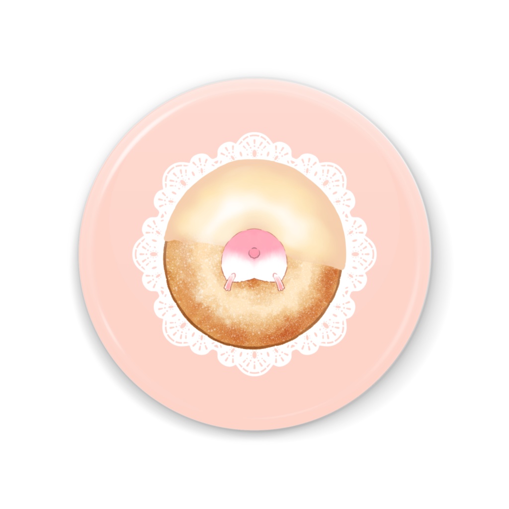🐹🍩【缶ミラー】桃白ハム×ホワイトチョコリング