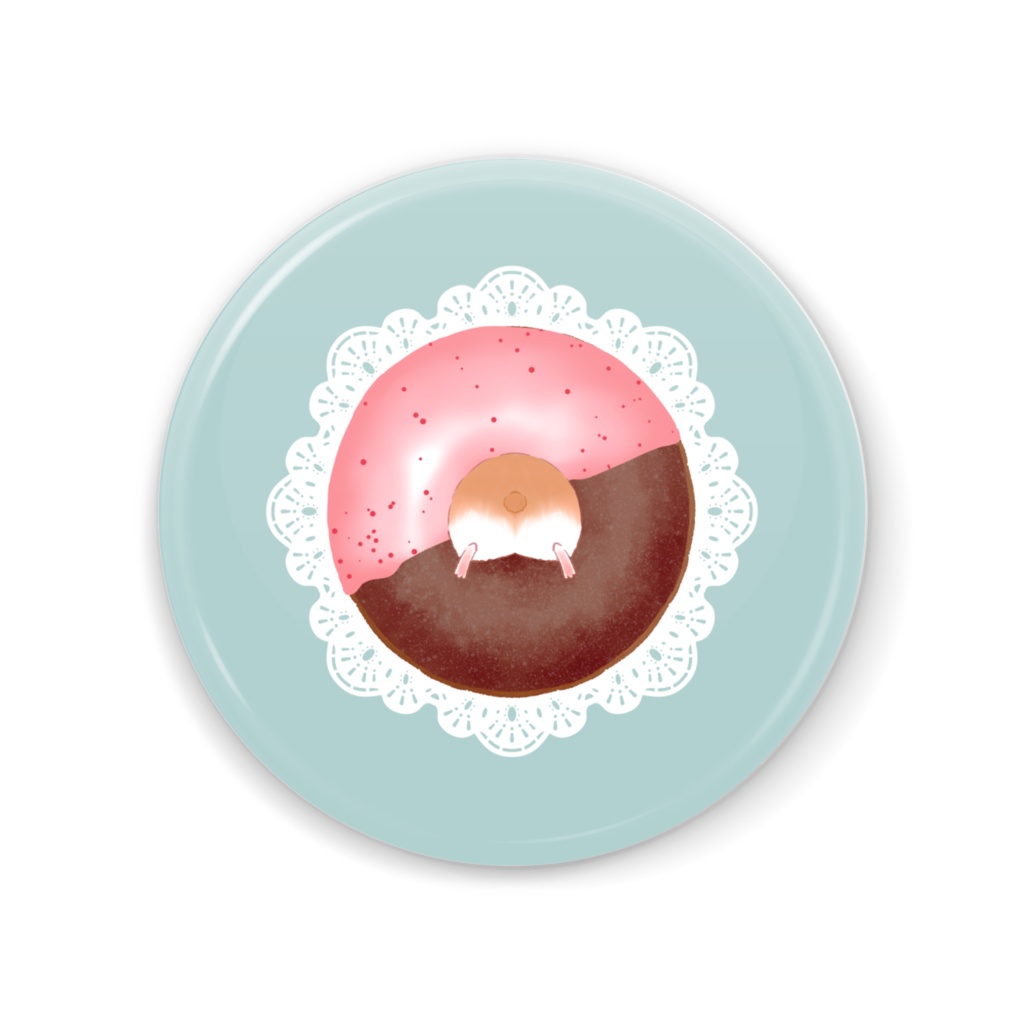 🐹🍩【缶ミラー】茶白ハム×ストロベリーチョコ