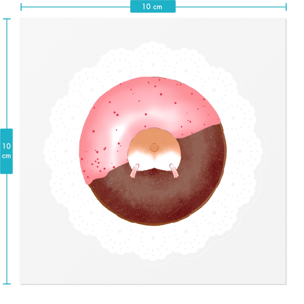 🐹🍩【ステッカー】茶白ハム×ストロベリーチョコ
