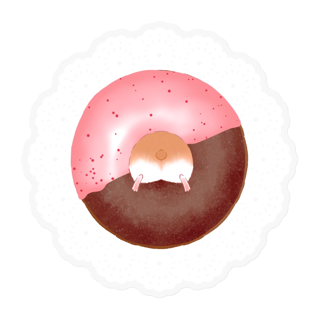 🐹🍩【ステッカー】茶白ハム×ストロベリーチョコ