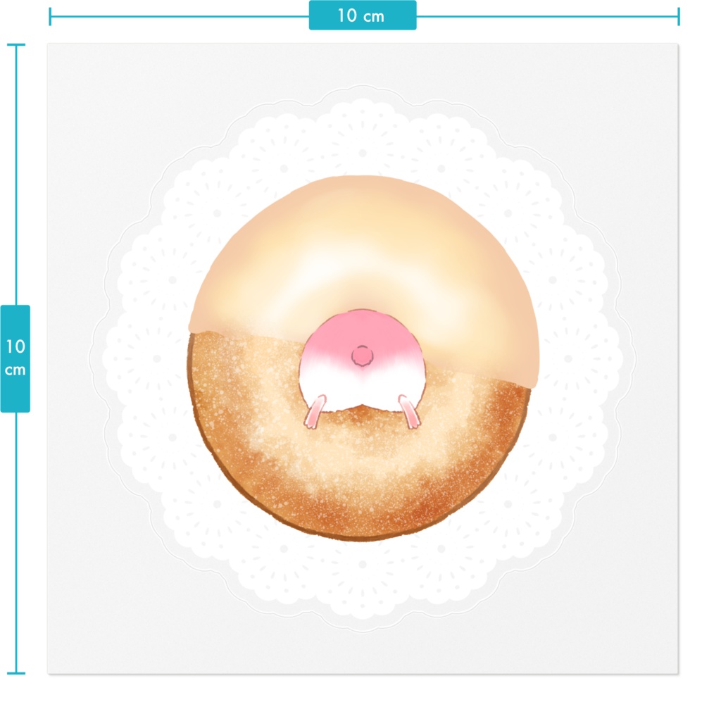 🐹🍩【ステッカー】桃白ハム×ホワイトチョコリング