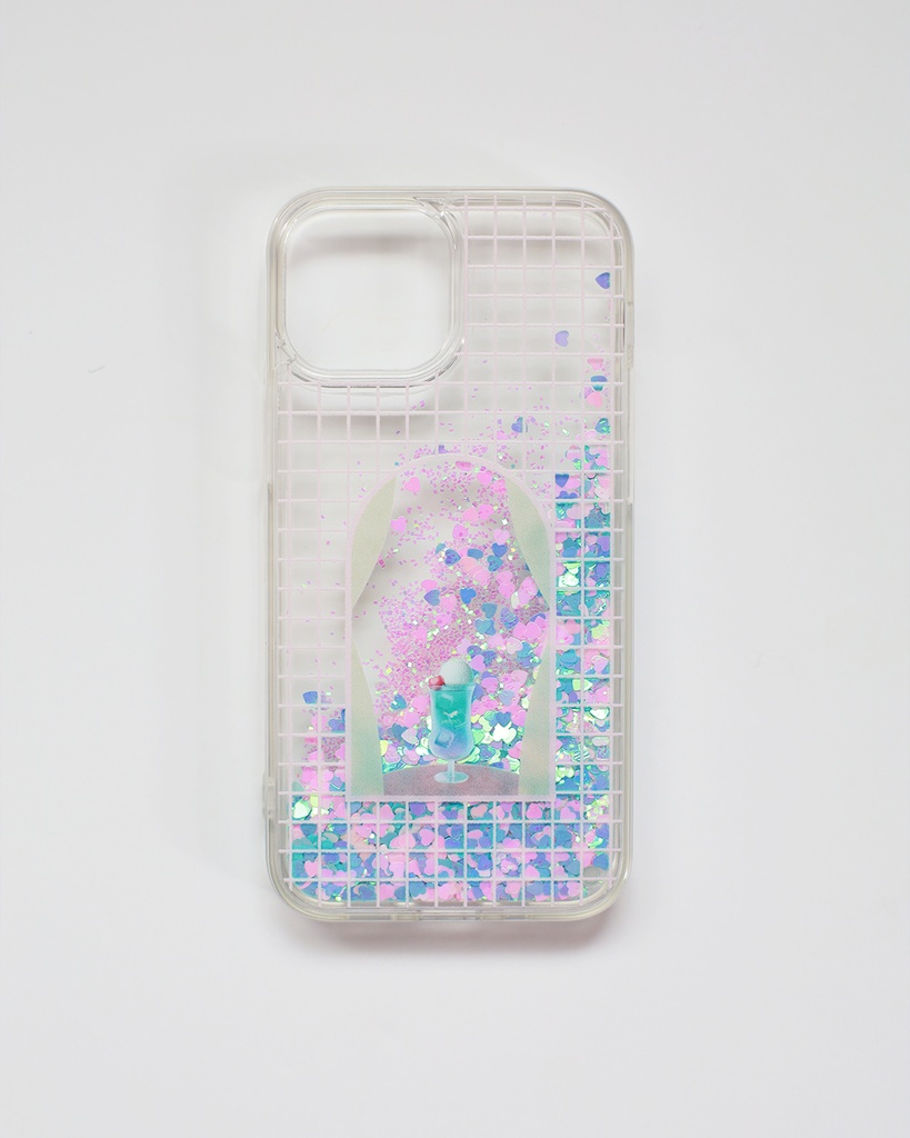喫茶の窓から推しが覗いてるスマホケース(ブルーのクリソ)グリッターver