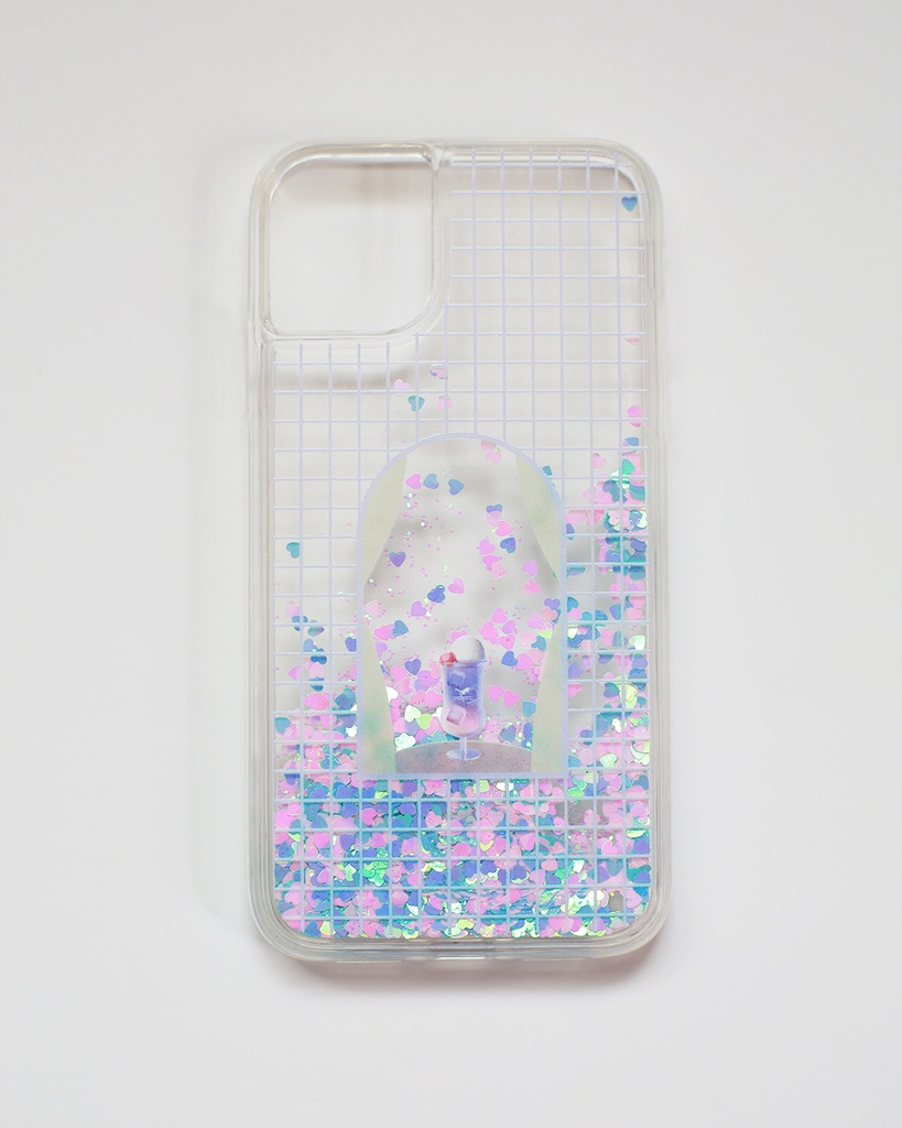 喫茶の窓から推しが覗いてるスマホケース(パープルのクリソ)グリッターver