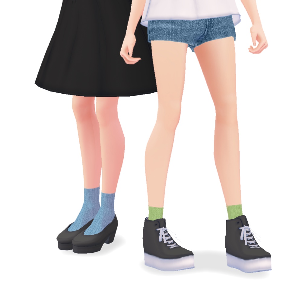 【新色追加しました】ざっくり編みのショート丈靴下【vroid用】