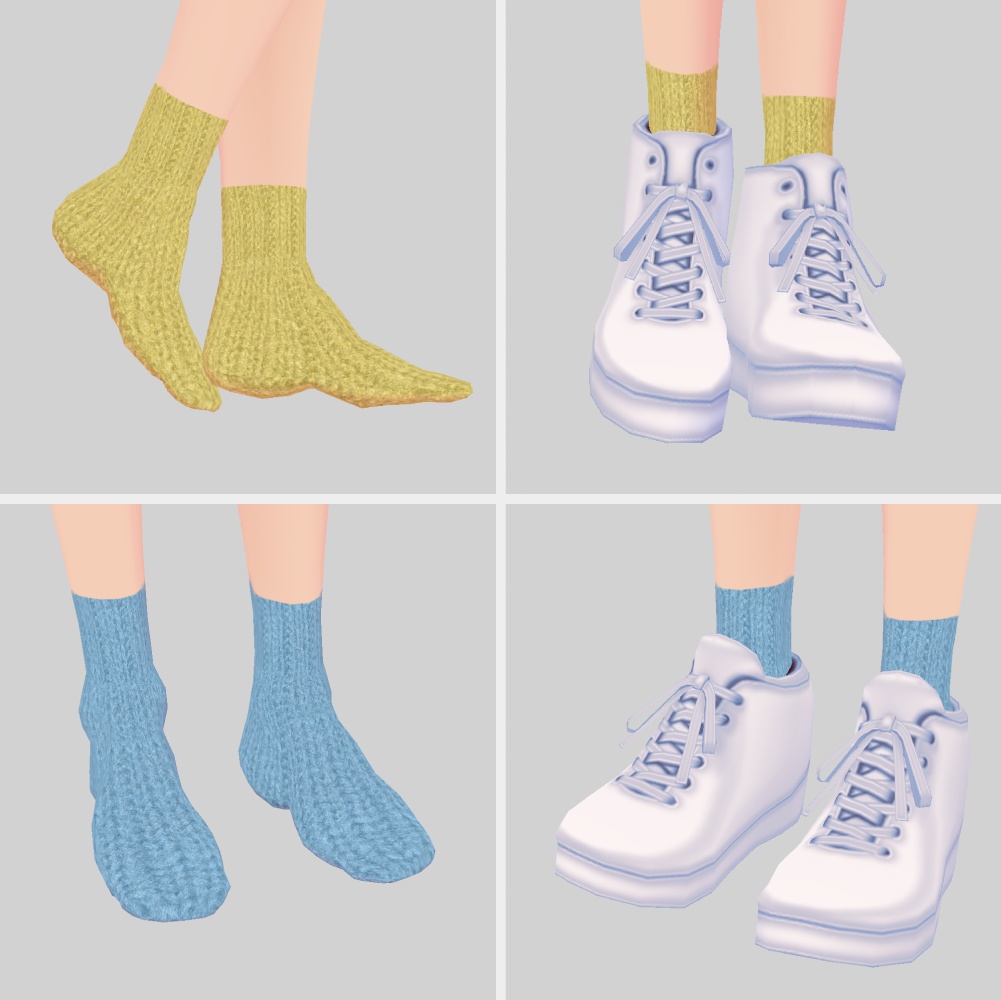 【新色追加しました】ざっくり編みのショート丈靴下【vroid用】