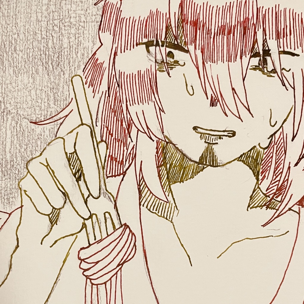 アナログ原画 「懐かしい味のパスタ」