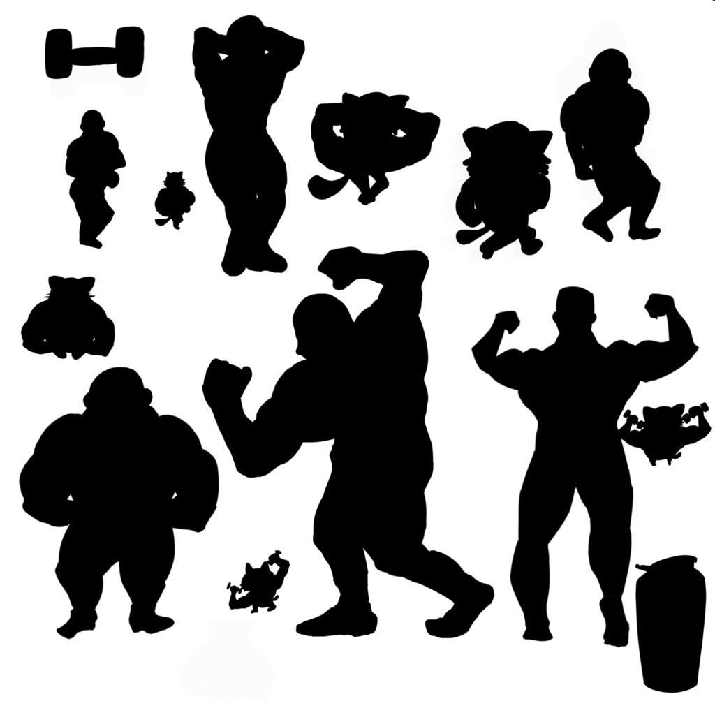【透過PNG】マッチョとねこスタンプ 14種