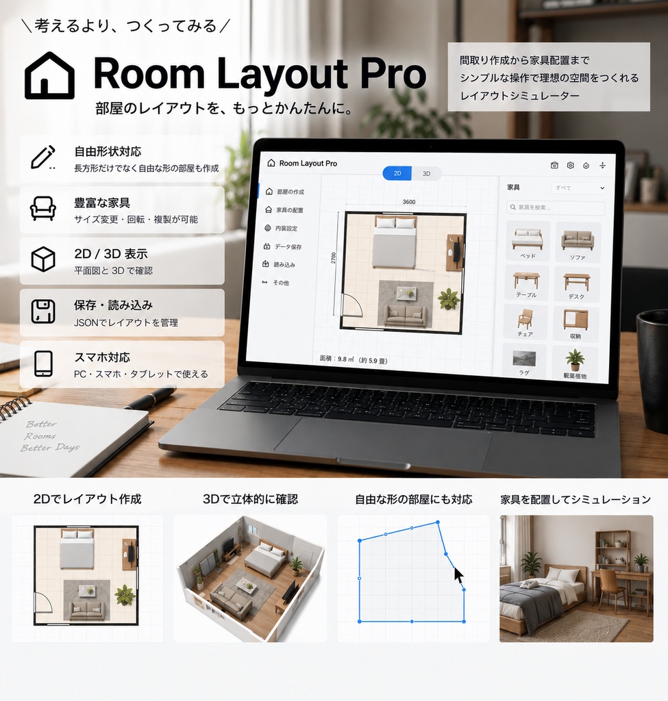 Room Layout Pro｜家具配置・2D/3D対応 部屋レイアウトシミュレーター