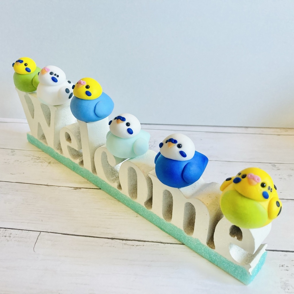 セキセイインコ ボード① ウェルカムセキセイズ 雑貨 小鳥 鳥用品 オブジェ インテリアグッズ 家具 玄関に