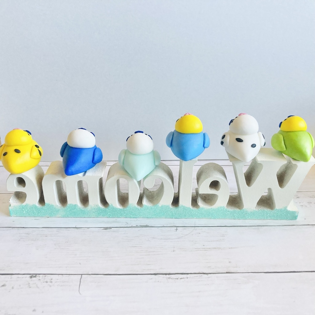 セキセイインコ ボード① ウェルカムセキセイズ 雑貨 小鳥 鳥用品 オブジェ インテリアグッズ 家具 玄関に