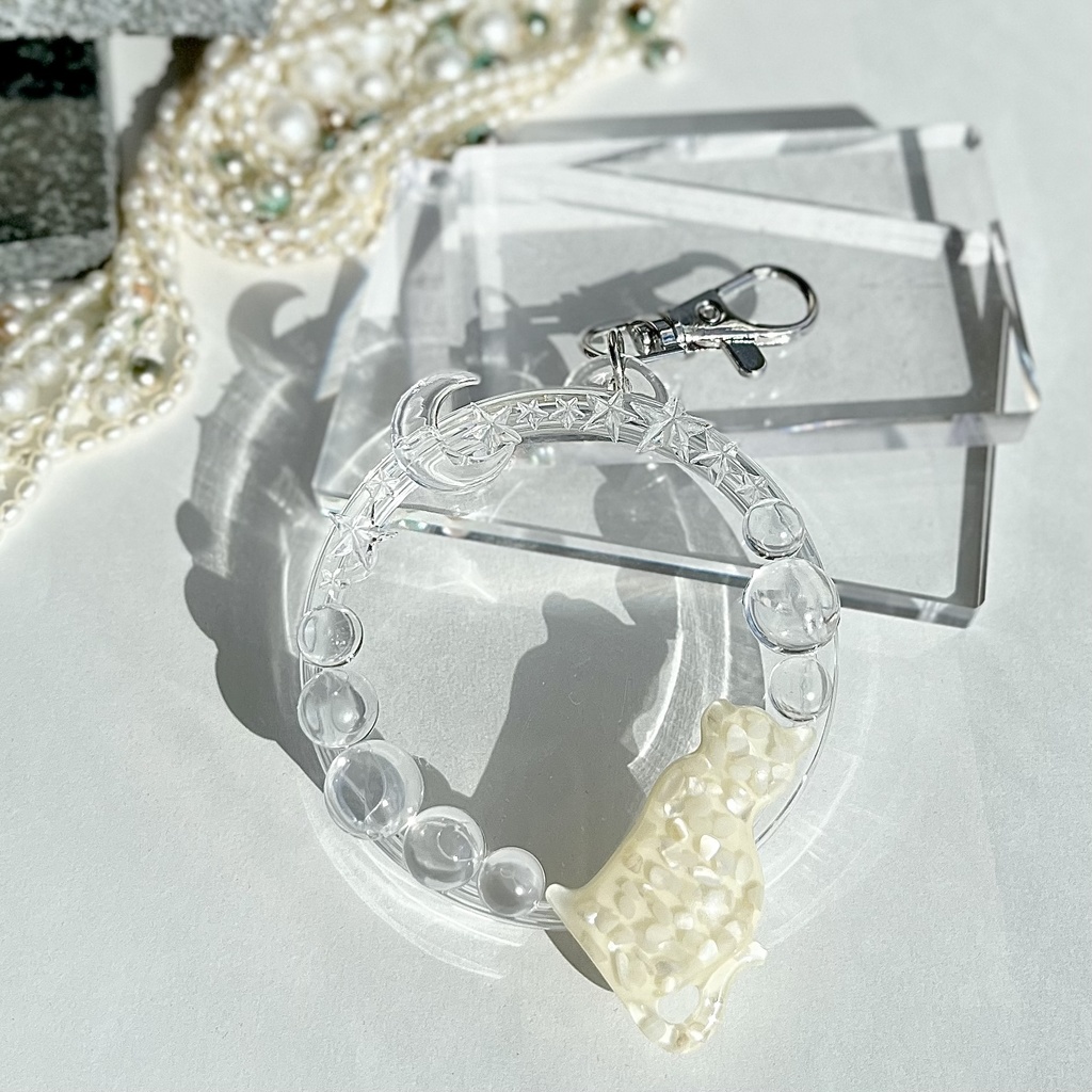 缶バッジケース デコ クリア レジン ネコ キャット 猫 星 月 缶バッジデコ 推し活 オタ活 ヲタ活 透明 クリア