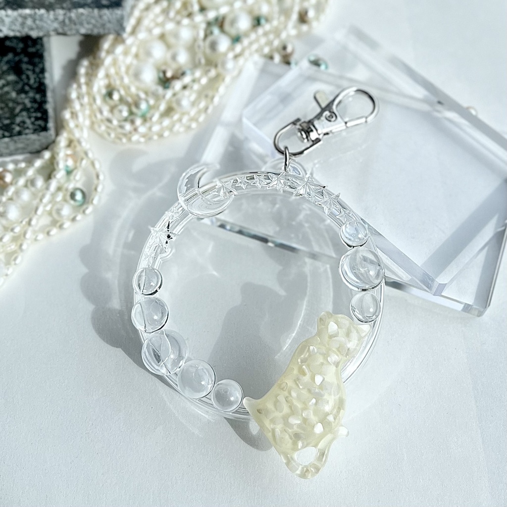 缶バッジケース デコ クリア レジン ネコ キャット 猫 星 月 缶バッジデコ 推し活 オタ活 ヲタ活 透明 クリア