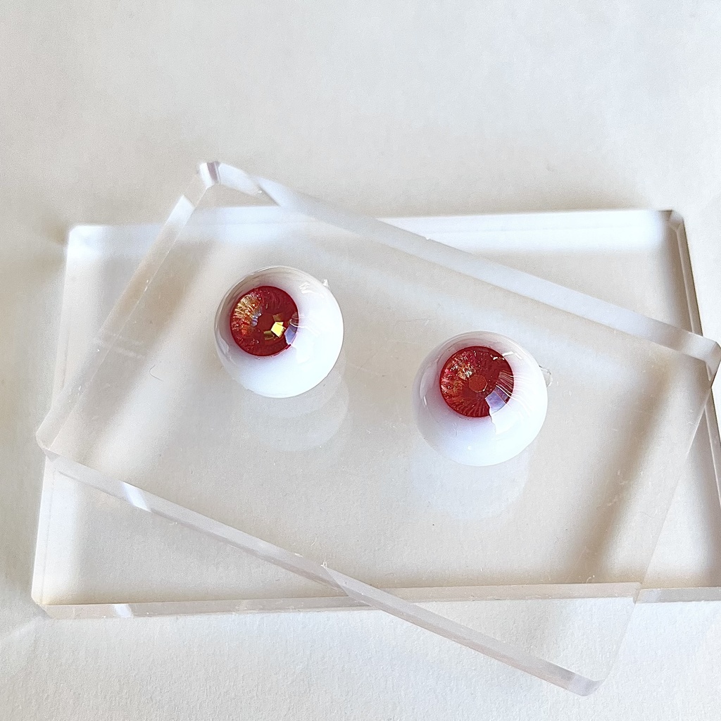 ドールアイ 18mm / 9mm バーミリオン レジンアイ ハンドメイド 0025