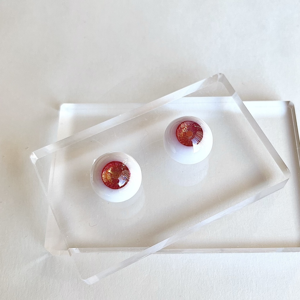 ドールアイ 18mm / 9mm バーミリオン レジンアイ ハンドメイド 0025