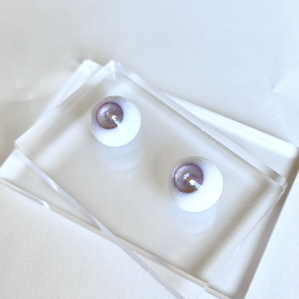 ドールアイ 18mm / 9mm 藤と雪 レジンアイ ハンドメイド 0050