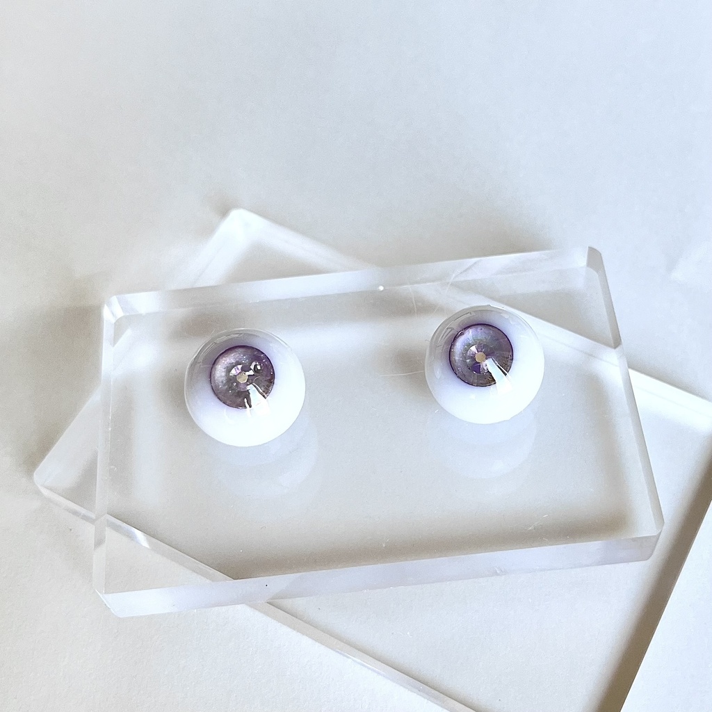 ドールアイ 18mm / 9mm 藤と雪 レジンアイ ハンドメイド 0050