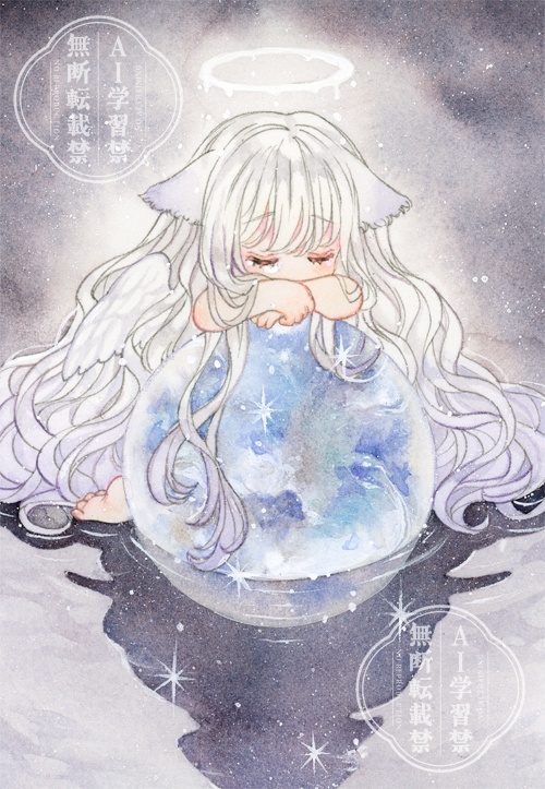 オリジナル　イラスト原画　【Drop】　額付き原画