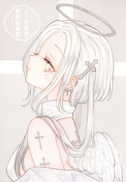 オリジナル　イラスト原画　【cross】　額付き原画