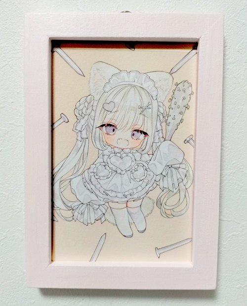 オリジナル イラスト原画 【愛の釘バッド】 額付き原画