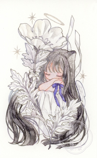 オリジナル　イラスト原画　【徒花に還る】