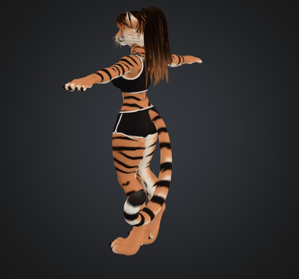 Fierce Tiger Girl Furry VRChat Avatar Base - FBX + Textures + Rigged