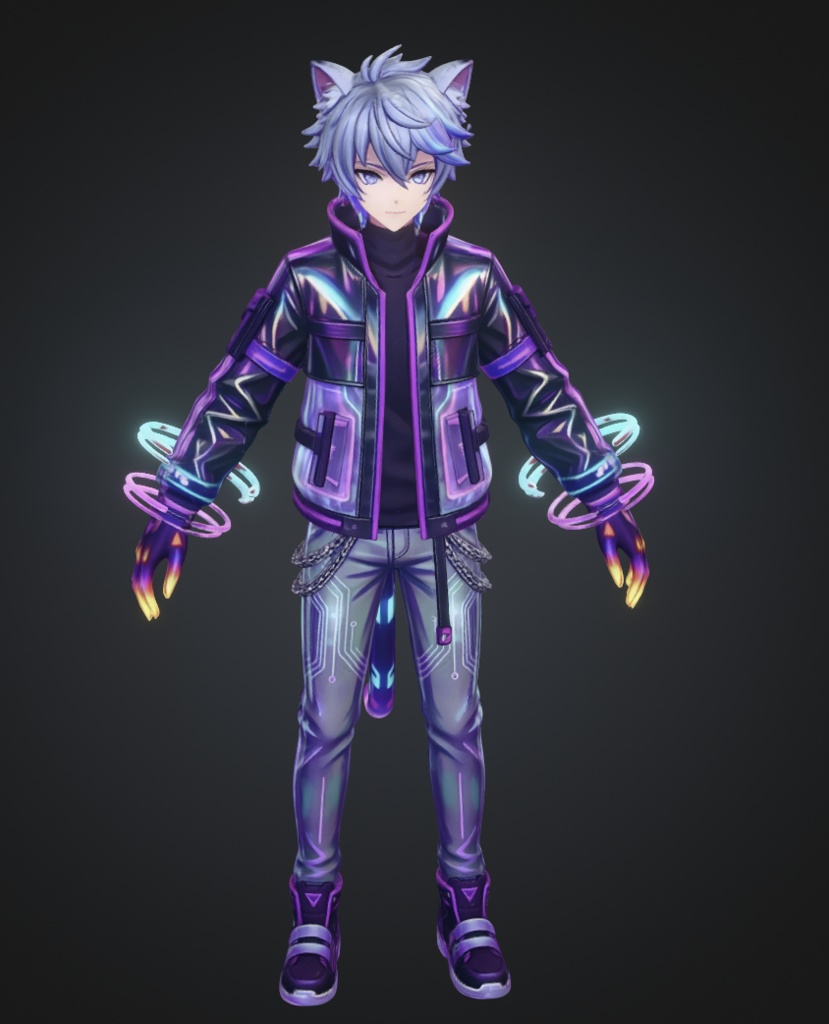 【3Dモデル/FBX】サイバーネコ少年 — Cyber Neko Boy | VRChat・Unity対応