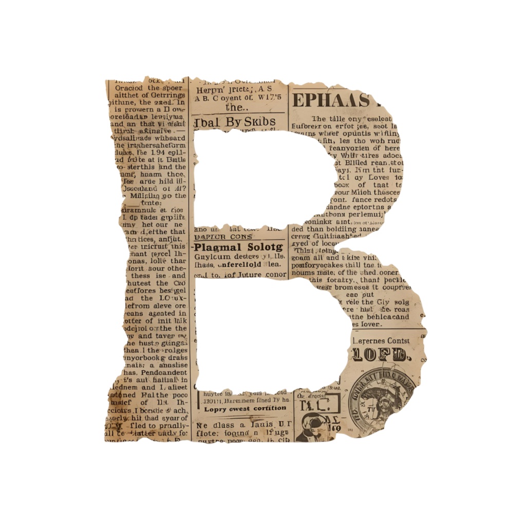 【商用利用OK】ヴィンテージ新聞風コラージュ大文字英字素材(A〜Z)【背景透過PNG】