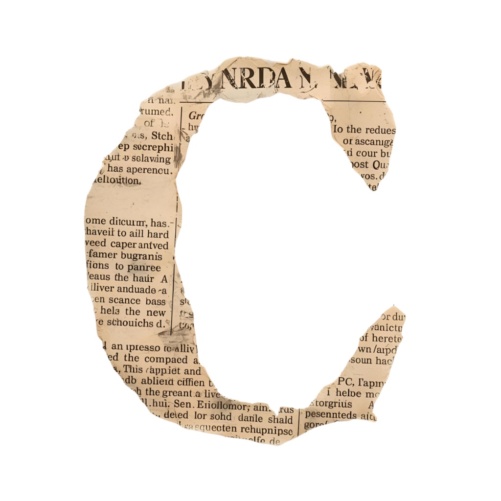 【商用利用OK】ヴィンテージ新聞風コラージュ大文字英字素材(A〜Z)【背景透過PNG】