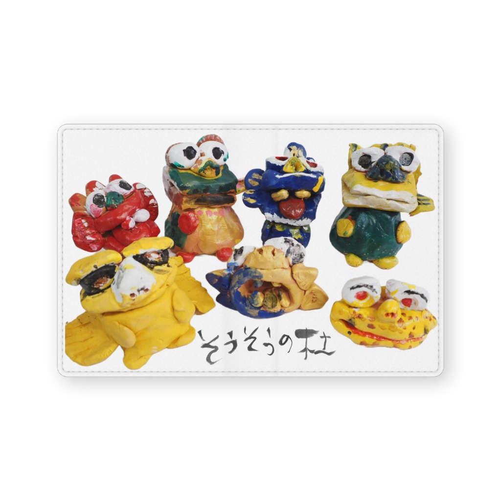 陶芸作品レザー製名刺入れ