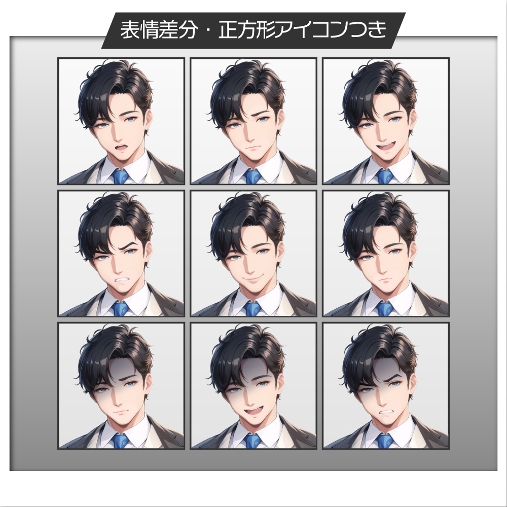 立ち絵素材015 胡散臭い スーツ男性 悪役