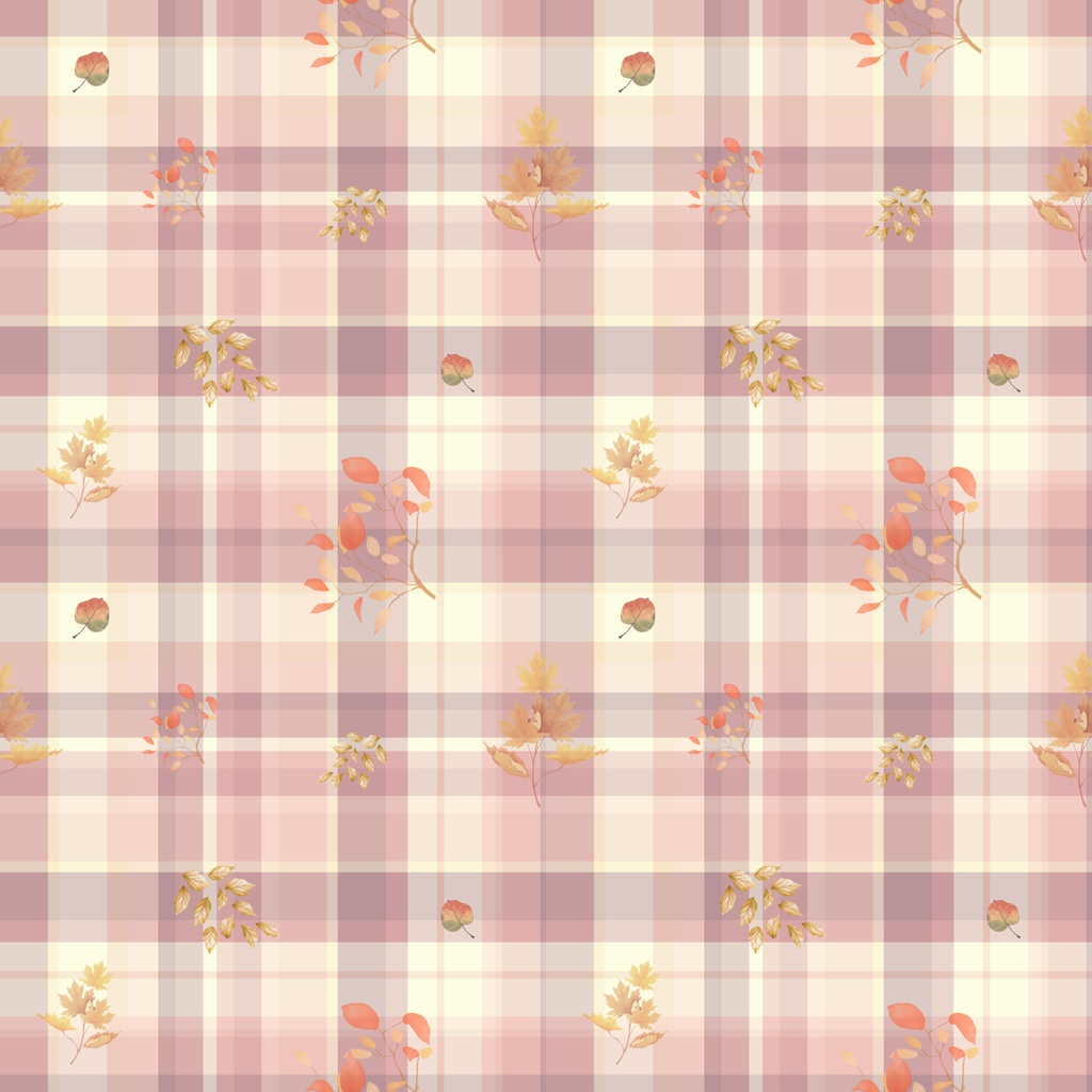 秋色の大人かわいいデジタルペーパー|ボタニカル&チェック 6枚セット