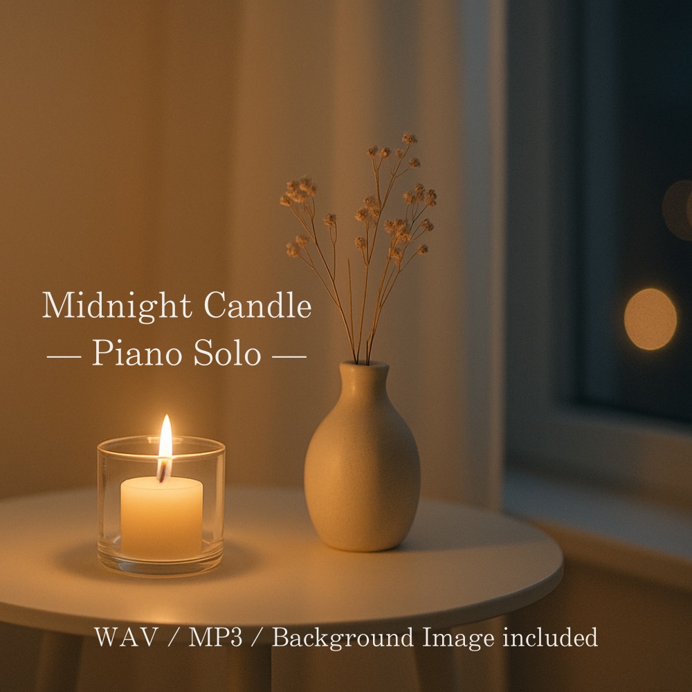 【高音質WAV】深夜のメロウピアノBGM「Midnight Candle」- 配信・動画用素材