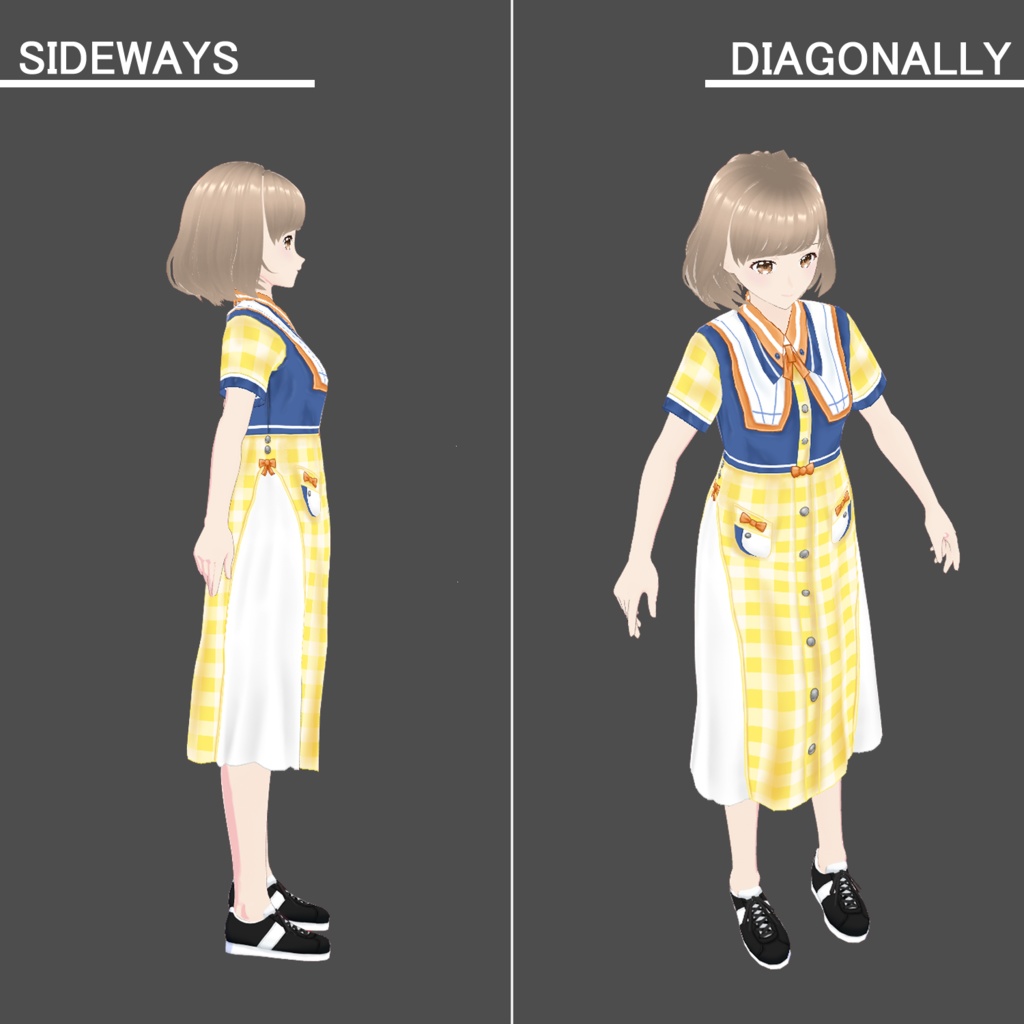 【VRoid専用】チェック柄ワンピース