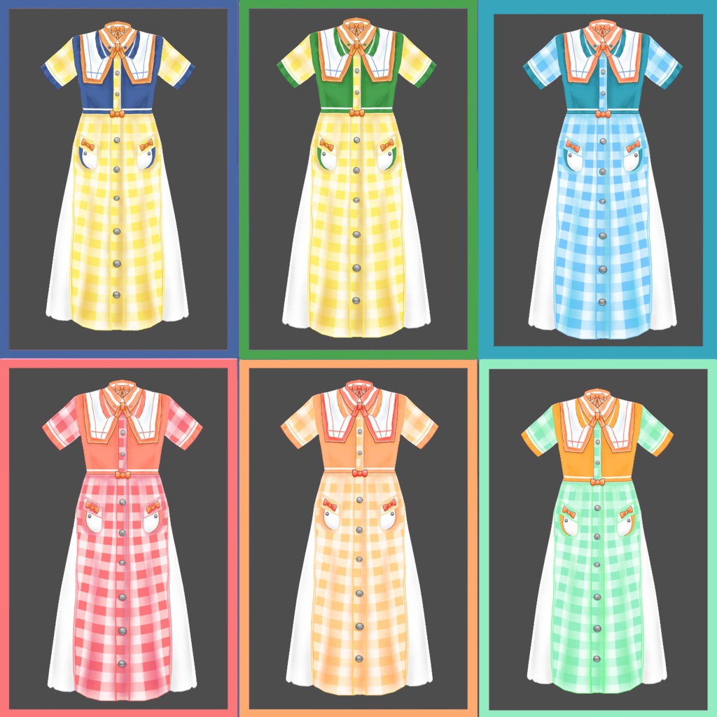 【VRoid専用】チェック柄ワンピース