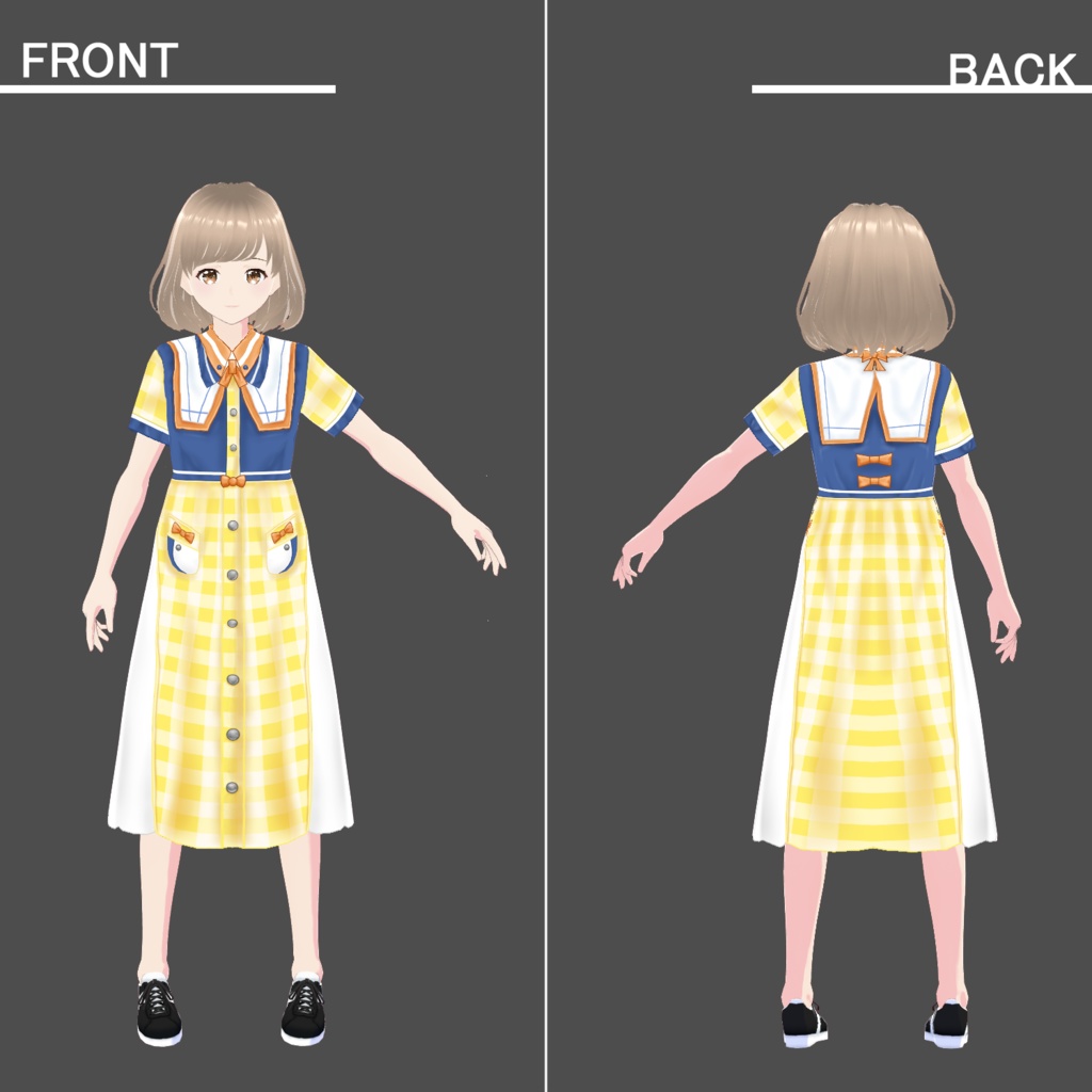 【VRoid専用】チェック柄ワンピース