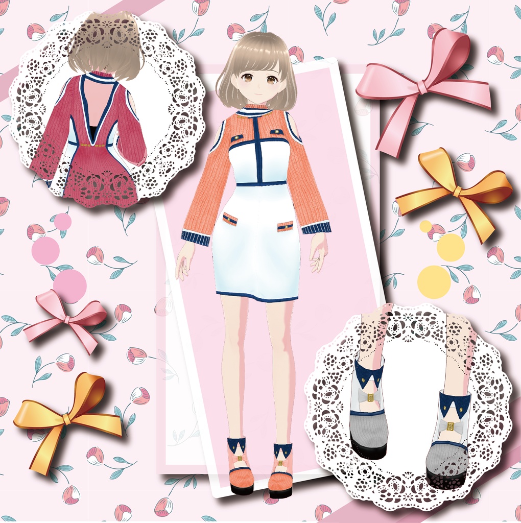 【VRoid専用】編み込み大人ワンピース