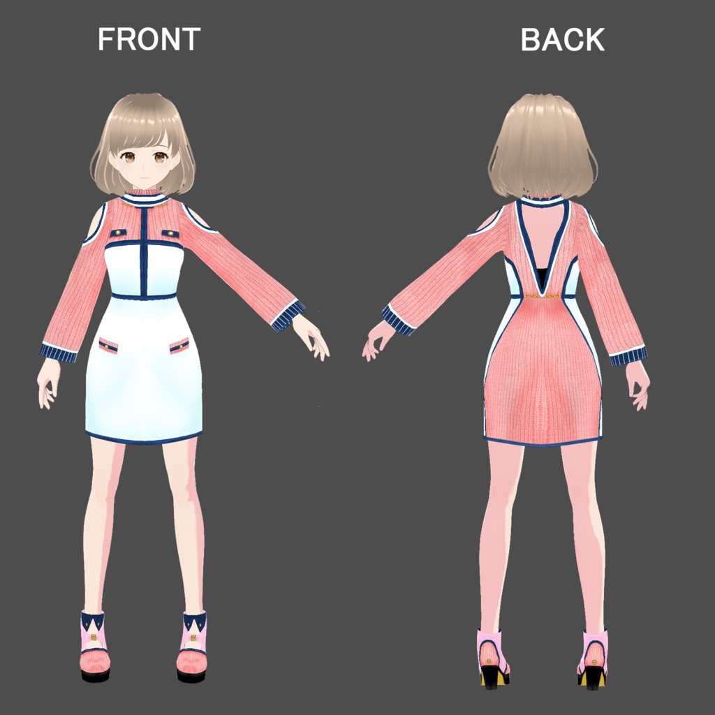 【VRoid専用】編み込み大人ワンピース