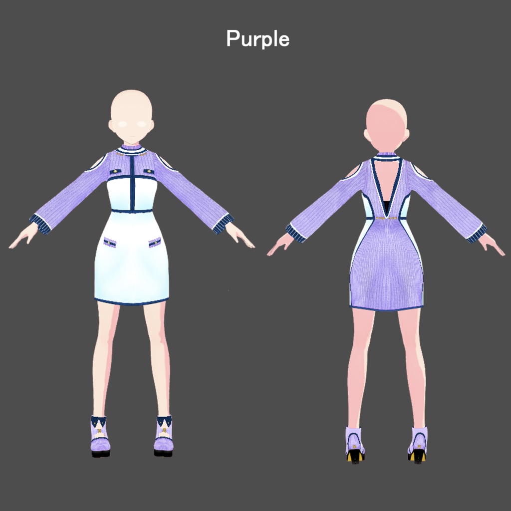 【VRoid専用】編み込み大人ワンピース