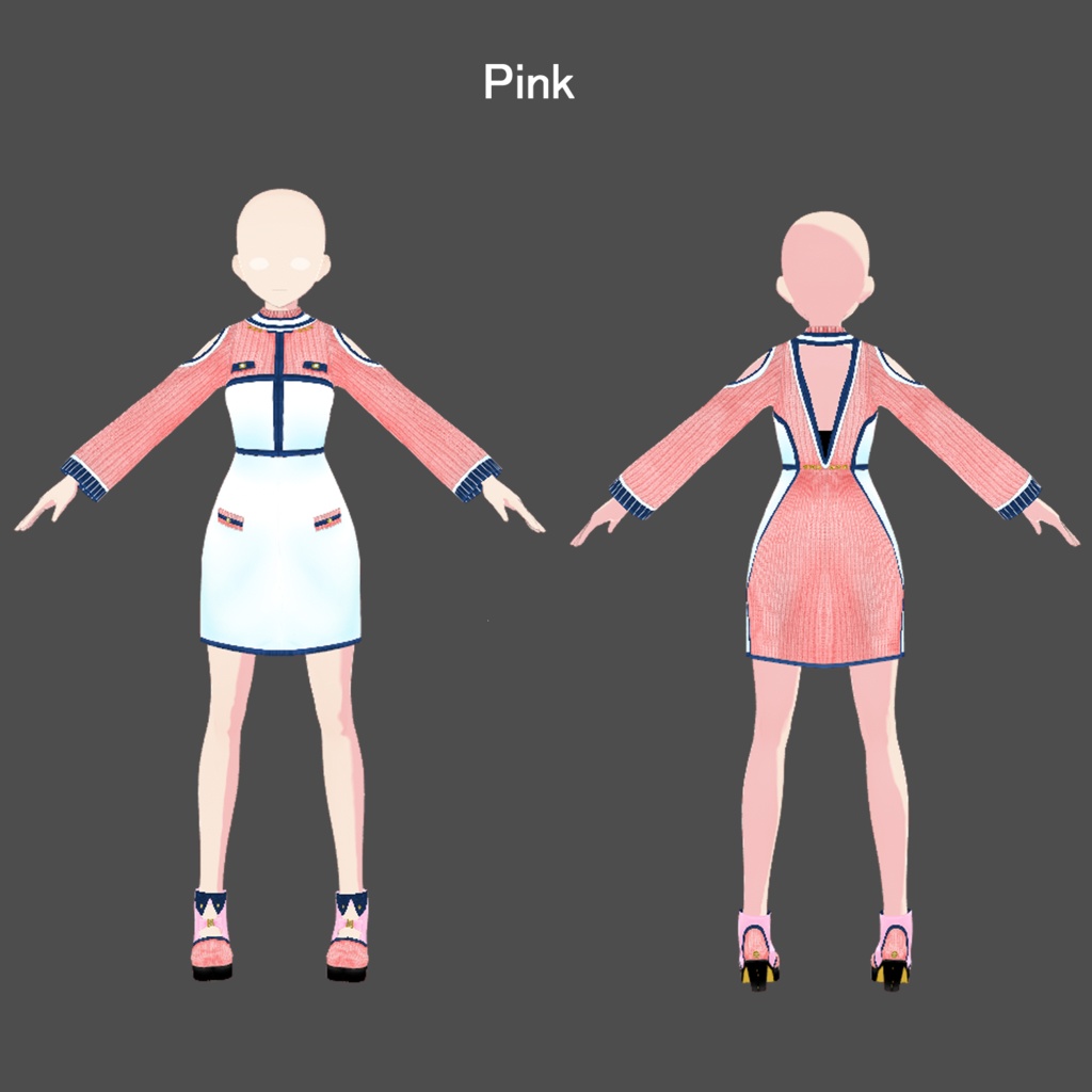 【VRoid専用】編み込み大人ワンピース