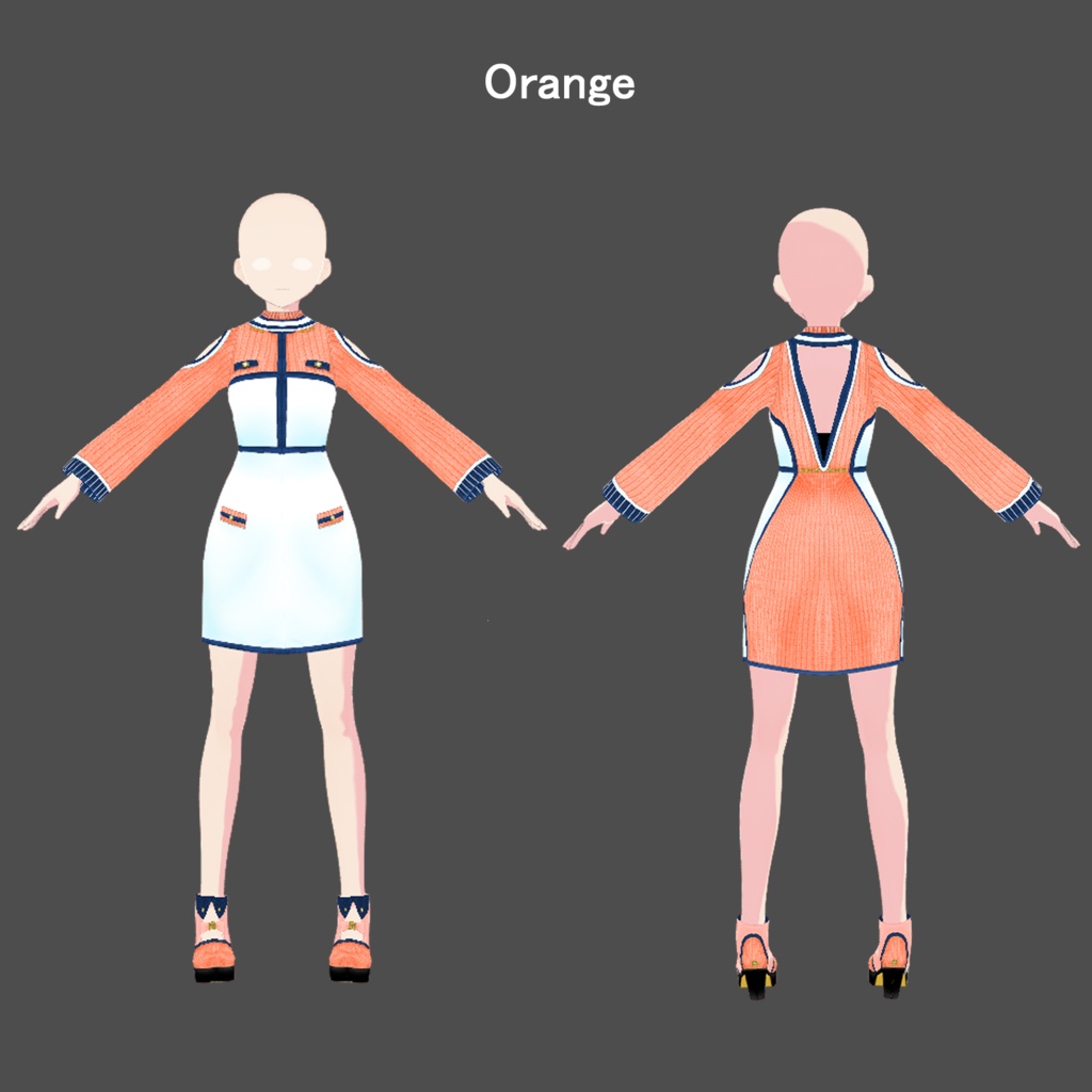 【VRoid専用】編み込み大人ワンピース