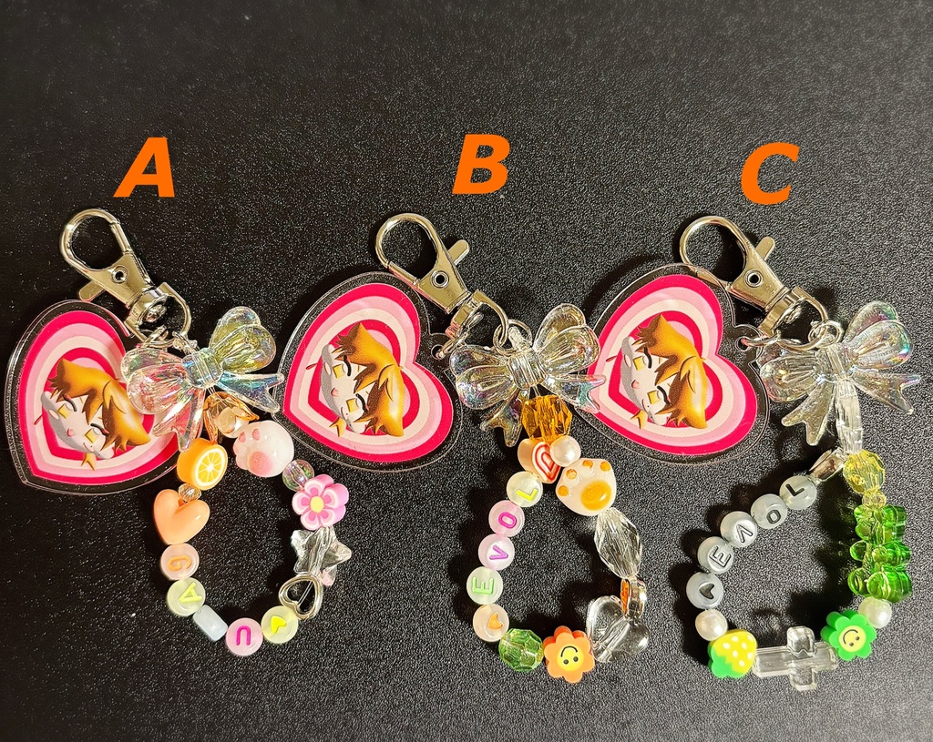 ハートアクリル付キーホルダー