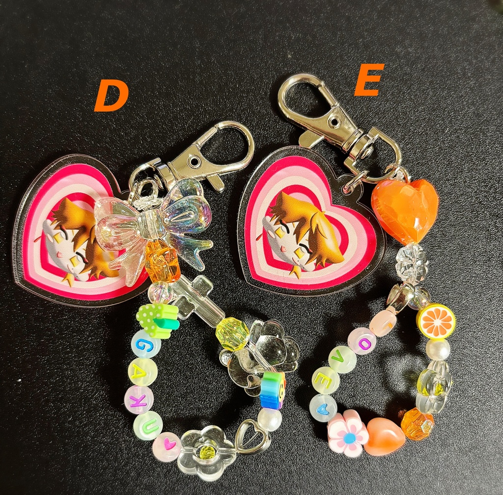 ハートアクリル付キーホルダー