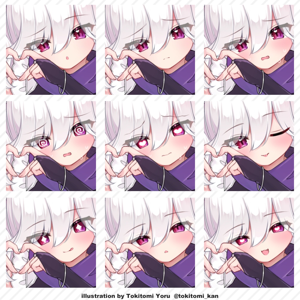 忍者メイド【エフェクト/銀髪白髪ハーフアップ/ミニキャラ】